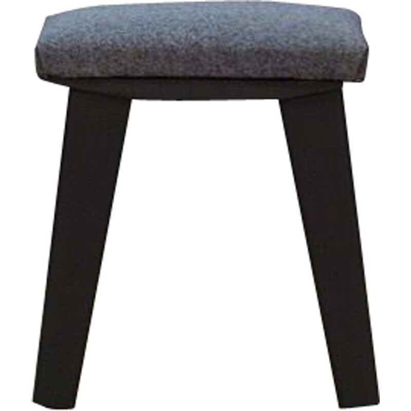 Vintage scandinavian grey fabric and oak stool, 1960s