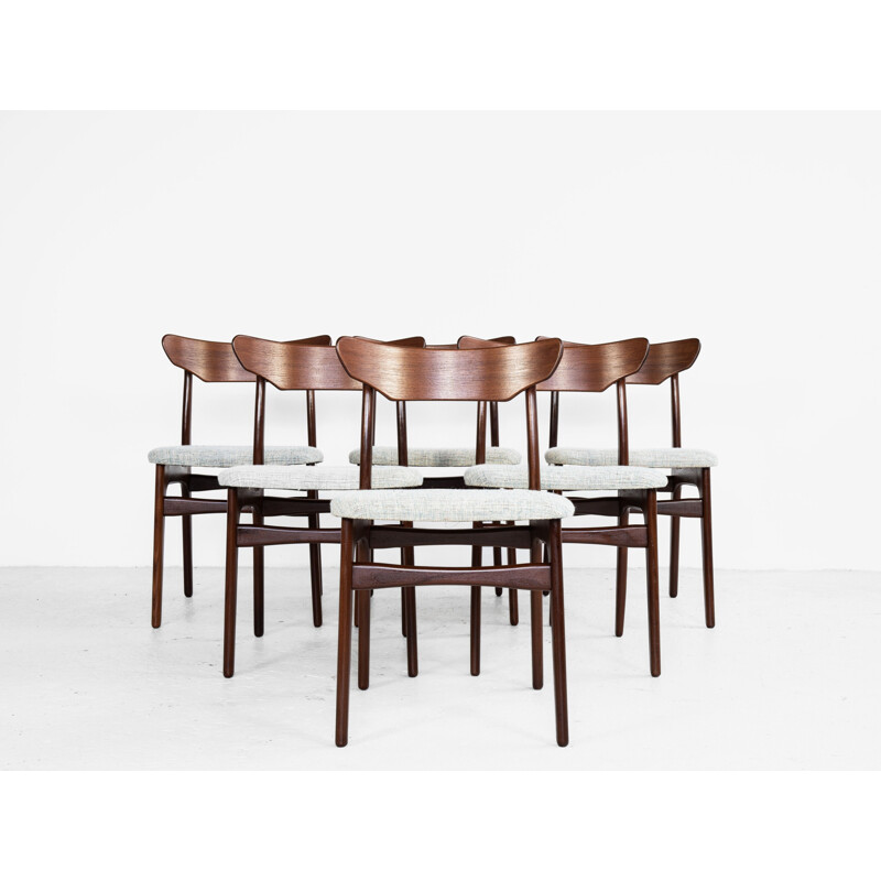 Set of 6 Vintage Danish dining chairs in teak by Schiønning & Elgaard