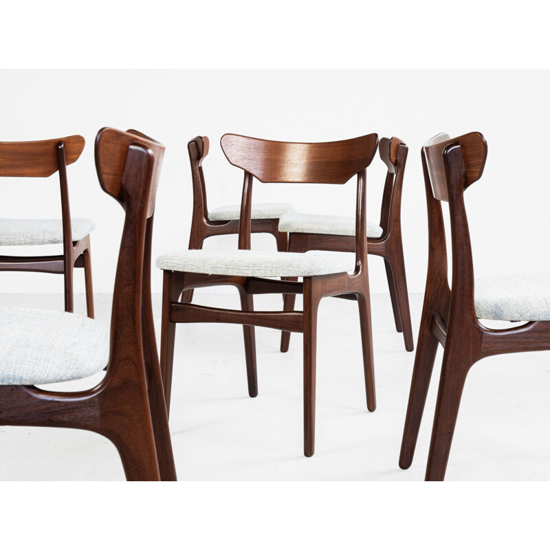 Set of 6 Vintage Danish dining chairs in teak by Schiønning & Elgaard