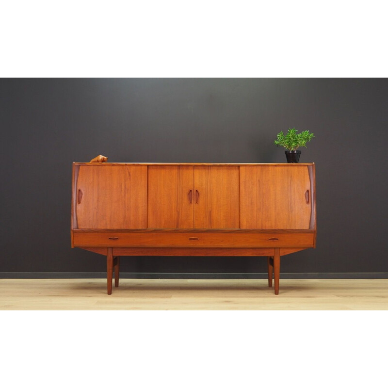 Vintage danish highboard in teak with inner mirror 1970