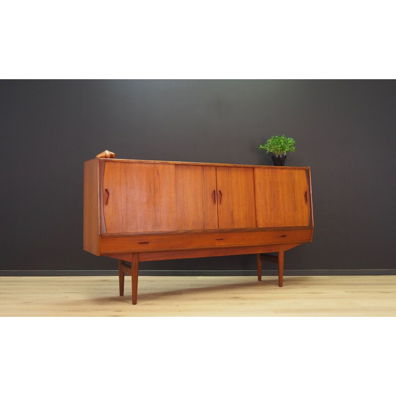 Vintage danish highboard in teak with inner mirror 1970