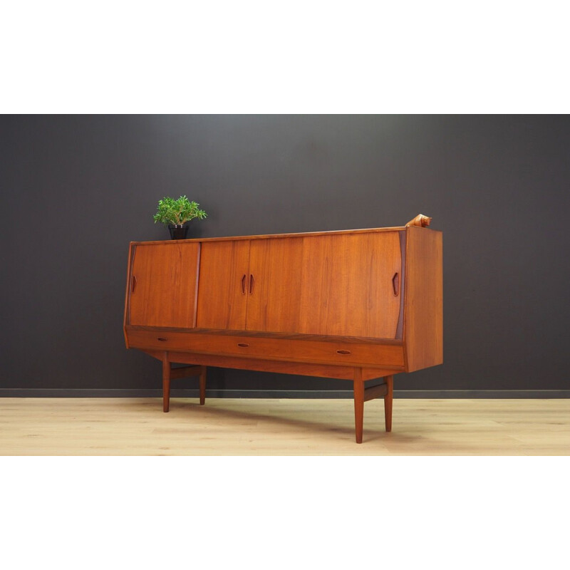 Vintage danish highboard in teak with inner mirror 1970