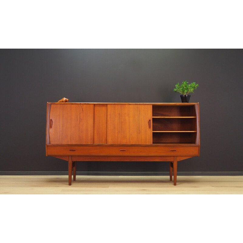 Vintage danish highboard in teak with inner mirror 1970