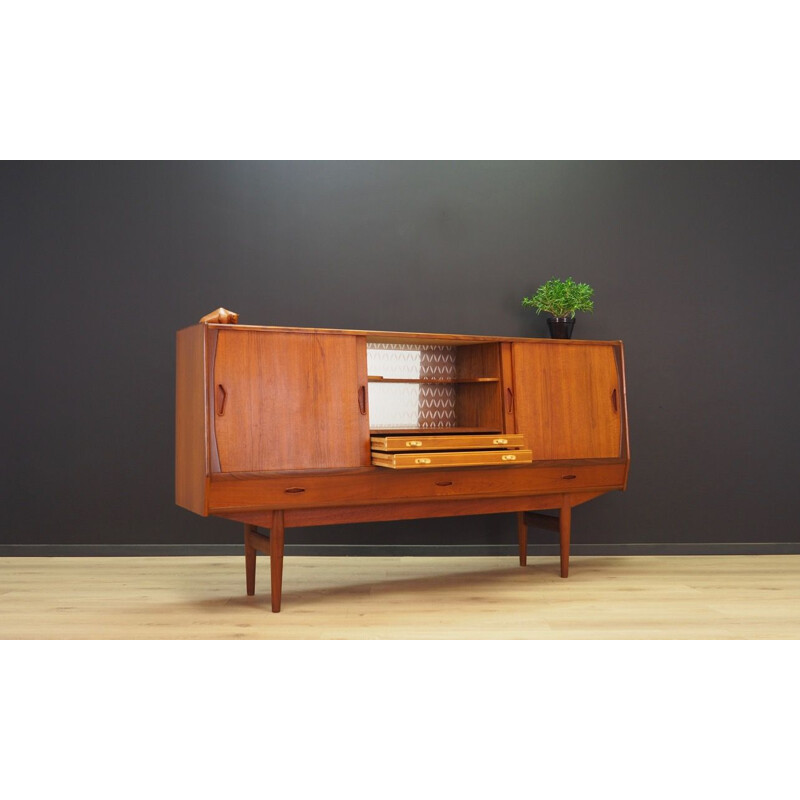 Vintage danish highboard in teak with inner mirror 1970