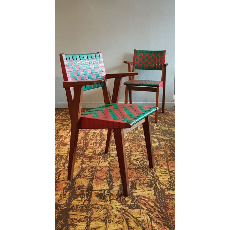 Pair of vintage 666 W chairs by Jems Risom for Knoll