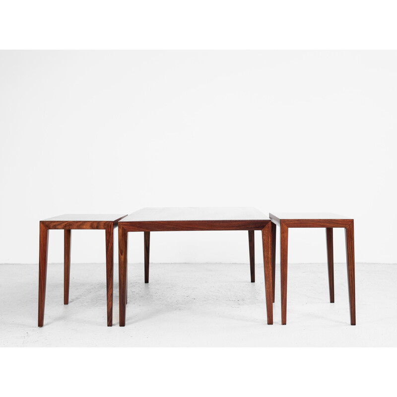 Set of 3 vintage sofa end in rosewood by Severin Hansen for Haslev, 1960s