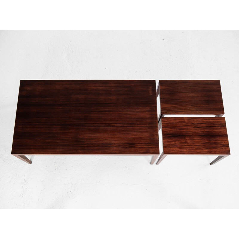 Set of 3 vintage sofa end in rosewood by Severin Hansen for Haslev, 1960s