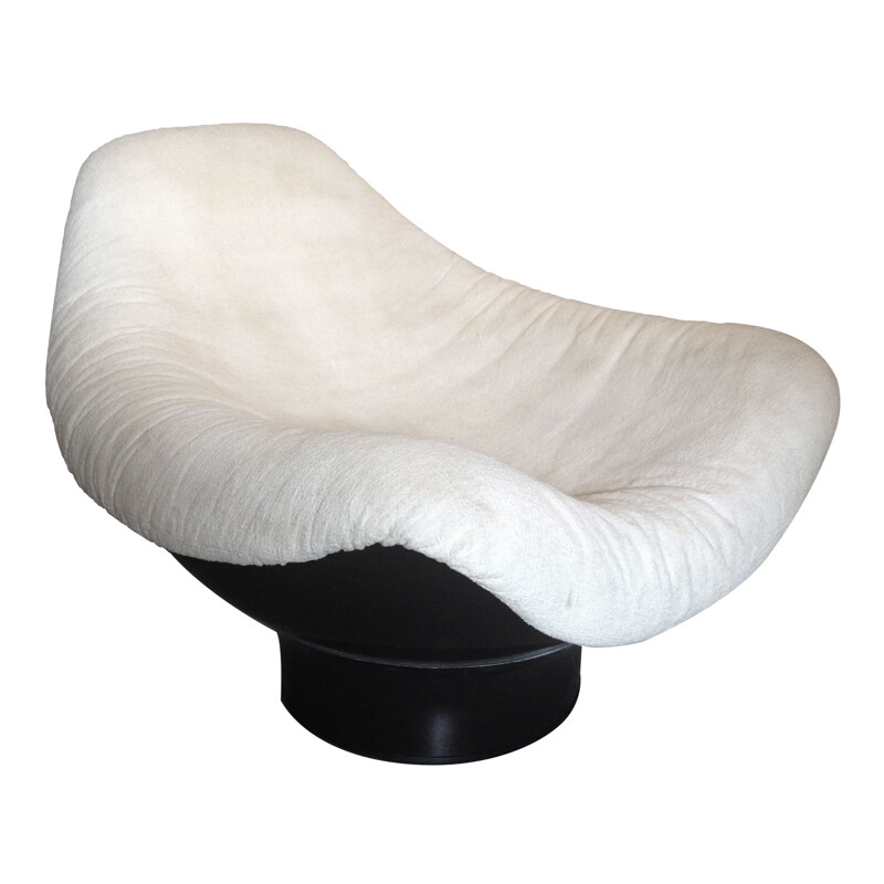 Swivel armchair in fiberglass and beige fabric, Mario BRUNU - 1968