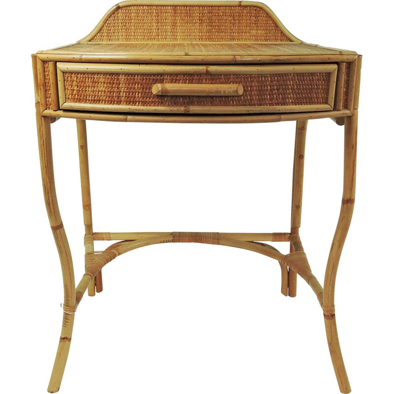 Vintage cane and bamboo Desk, 1970s