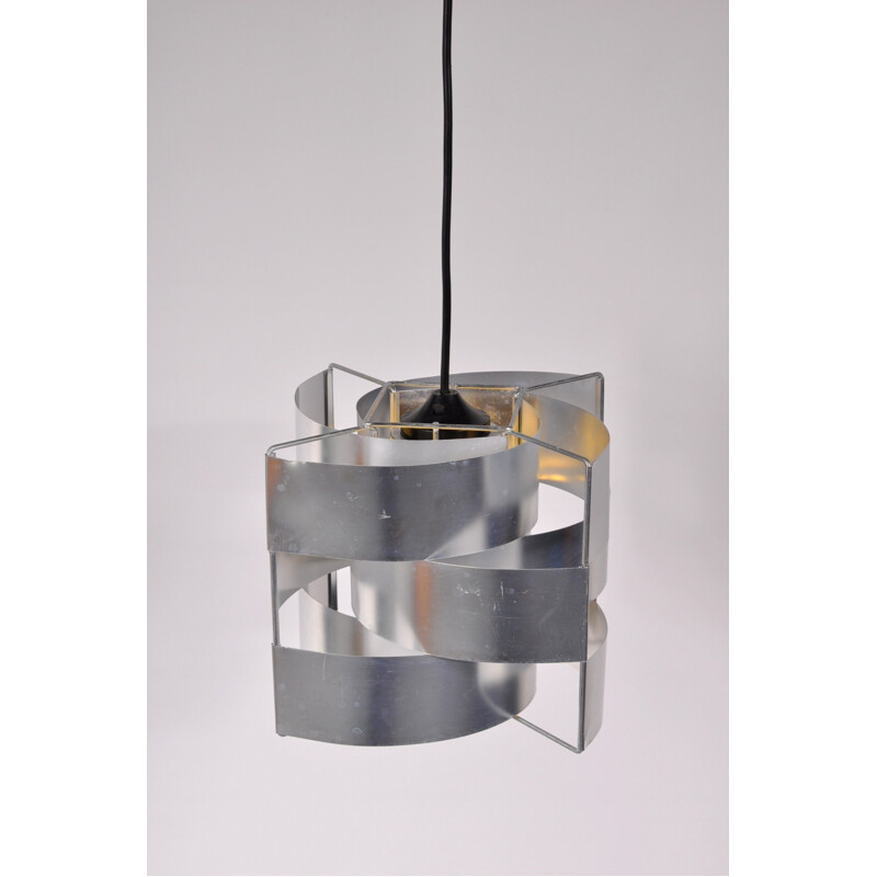 French hanging lamp in aluminum, Max SAUZE - 1960s