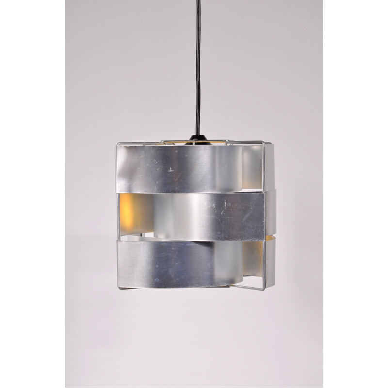 French hanging lamp in aluminum, Max SAUZE - 1960s