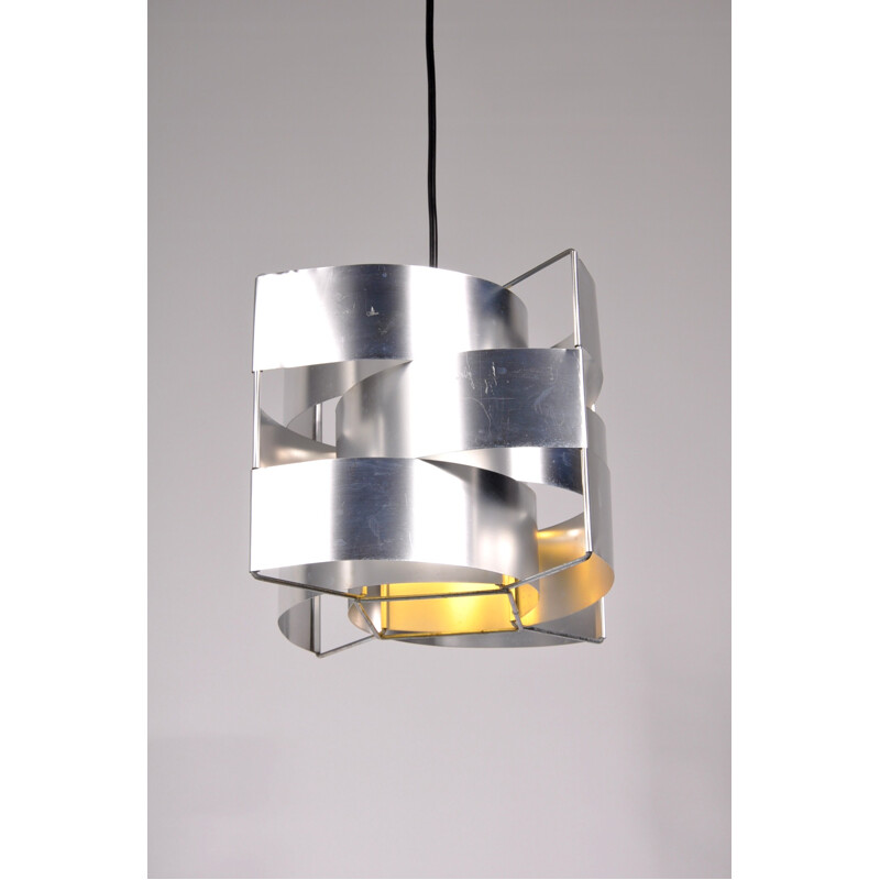 French hanging lamp in aluminum, Max SAUZE - 1960s