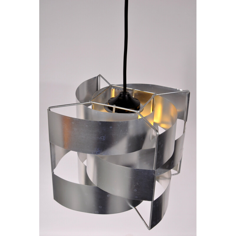 French hanging lamp in aluminum, Max SAUZE - 1960s