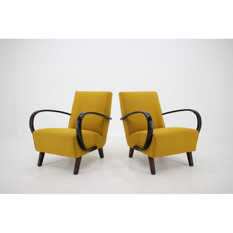 Ensemble de 2 fauteuils vintage de Jindrich Halabala, 1950