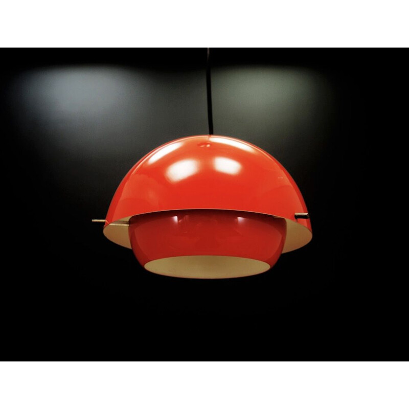 Vintage Danish hanging lamp red plastic 1960