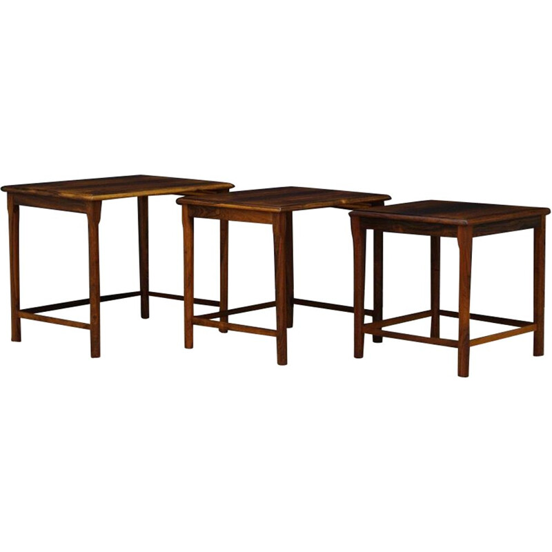 Set of 3 nesting tables in rosewood, 1960-1970