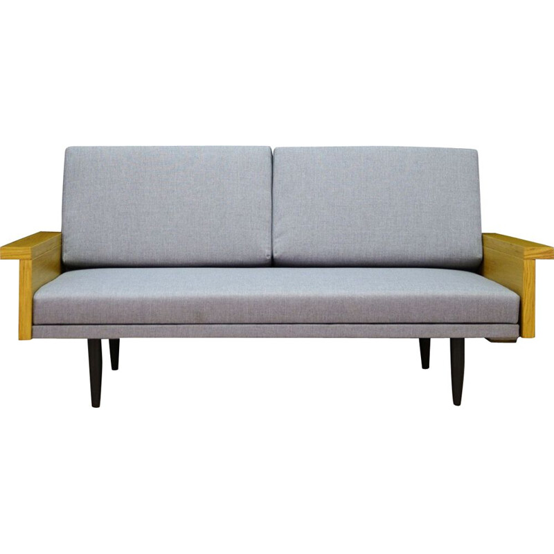 Vintage scandinavian sofa in grey fabric 1960