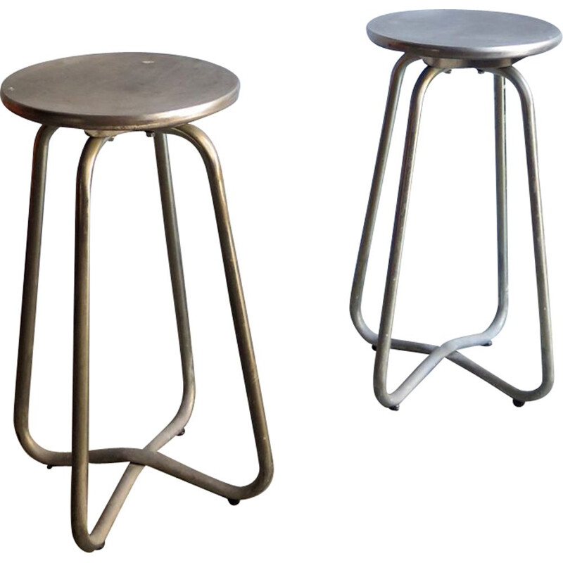 Set of 2 vintage metal high stools