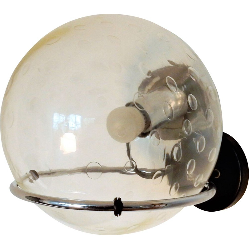Vintage C-1725 wall lamp with raindrop glass bowl by Raak 1970