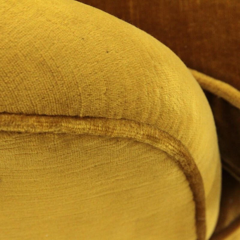 Vintage Italian ocher velvet 2-seat sofa, 1930s