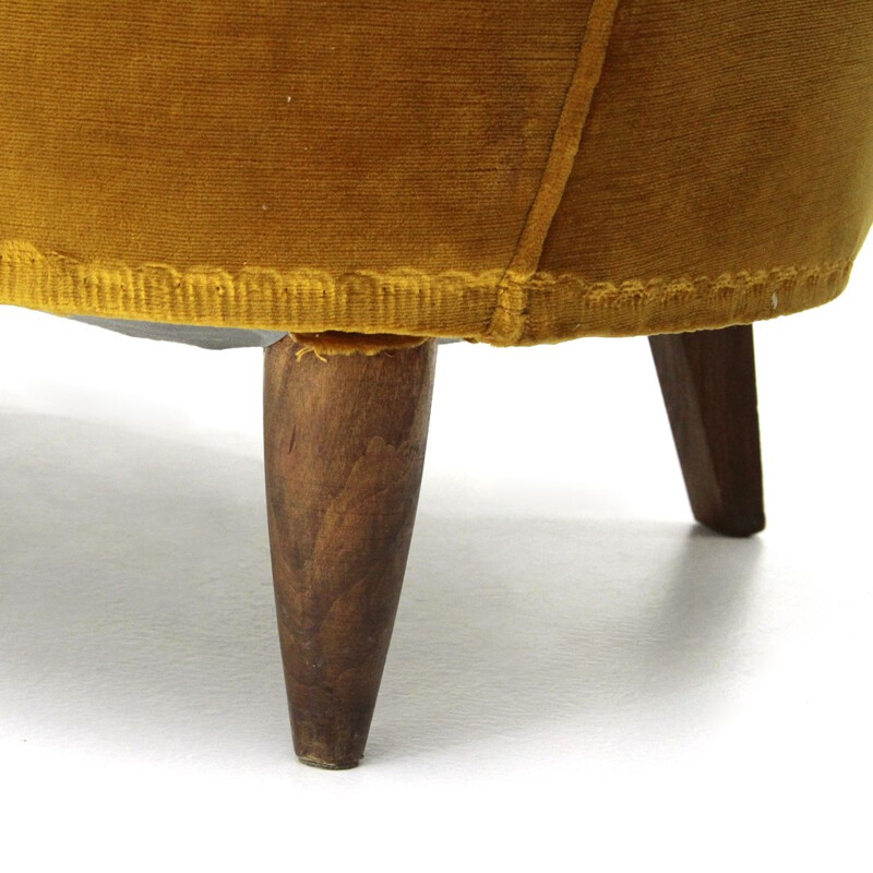 Vintage Italian ocher velvet 2-seat sofa, 1930s