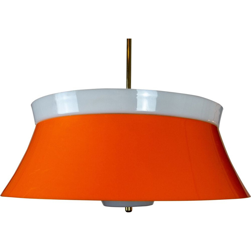 Large orange space age vintage suspension in the style of Guzzini