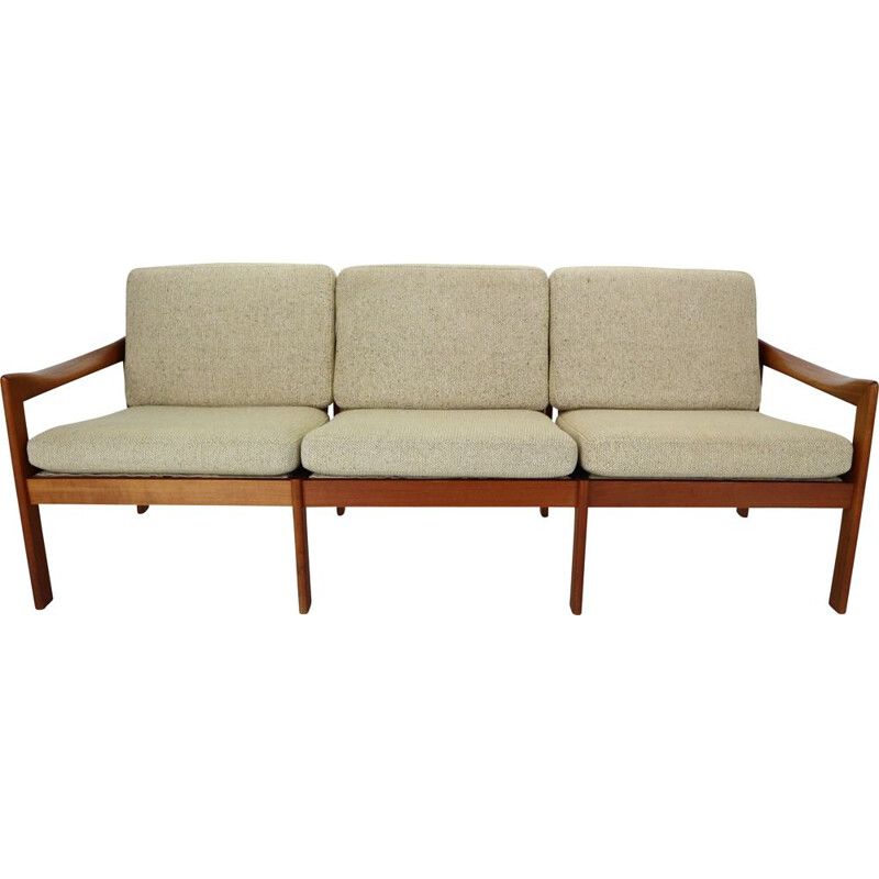 Vintage three-seater teak sofa by Illum Wikkelsø for Niels Eilersen, Denmark, 1960