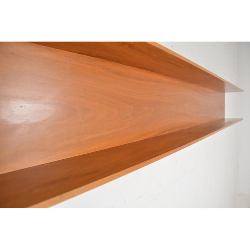 Vintage teak wall shelf by Wilhelm Renz