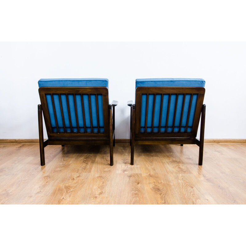Paire de fauteuils bleus B-7752 de Zenon Bączyk, 1960