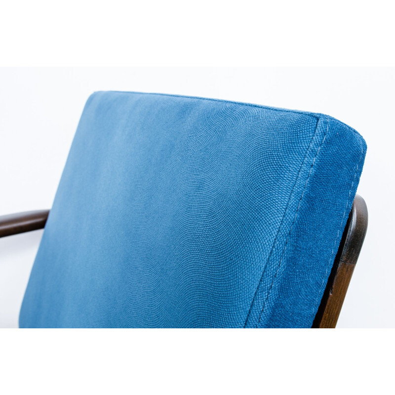 Pair of B-7752 blue armchairs by Zenon Bączyk, 1960s