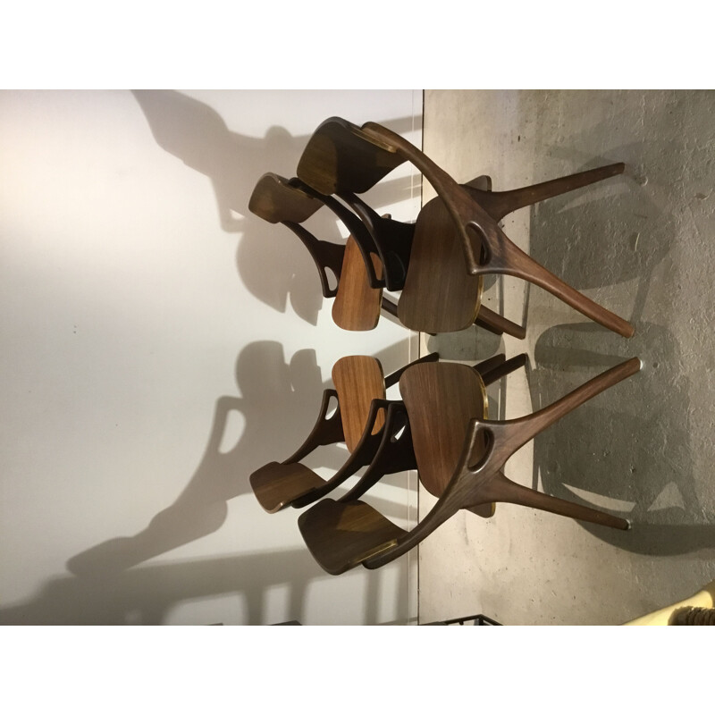 Ensemble de 4 chaises à repas d'Arne Hovmand Olsen pour Mogens Kold, 1950