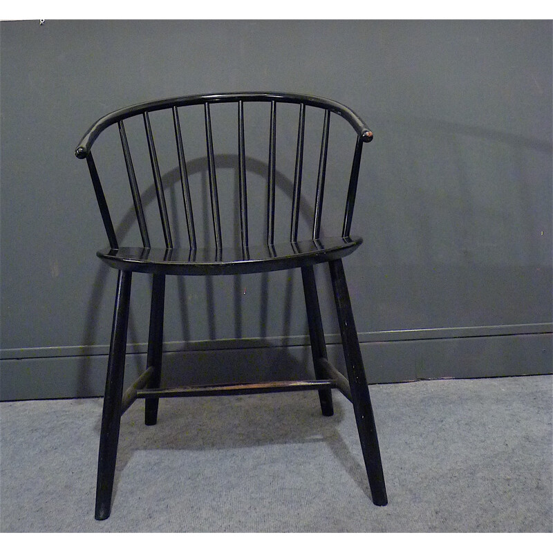 Elm armchair with slats, Ejvind A. JOHANSSON - 1960s