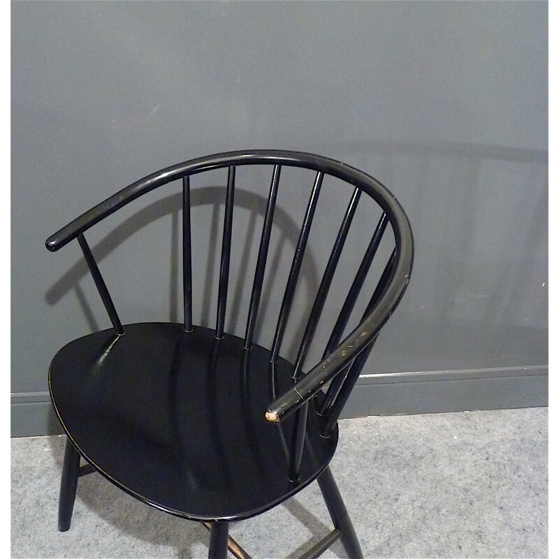 Fauteuil à barreaux en orme, Ejvind A. JOHANSSON - 1960