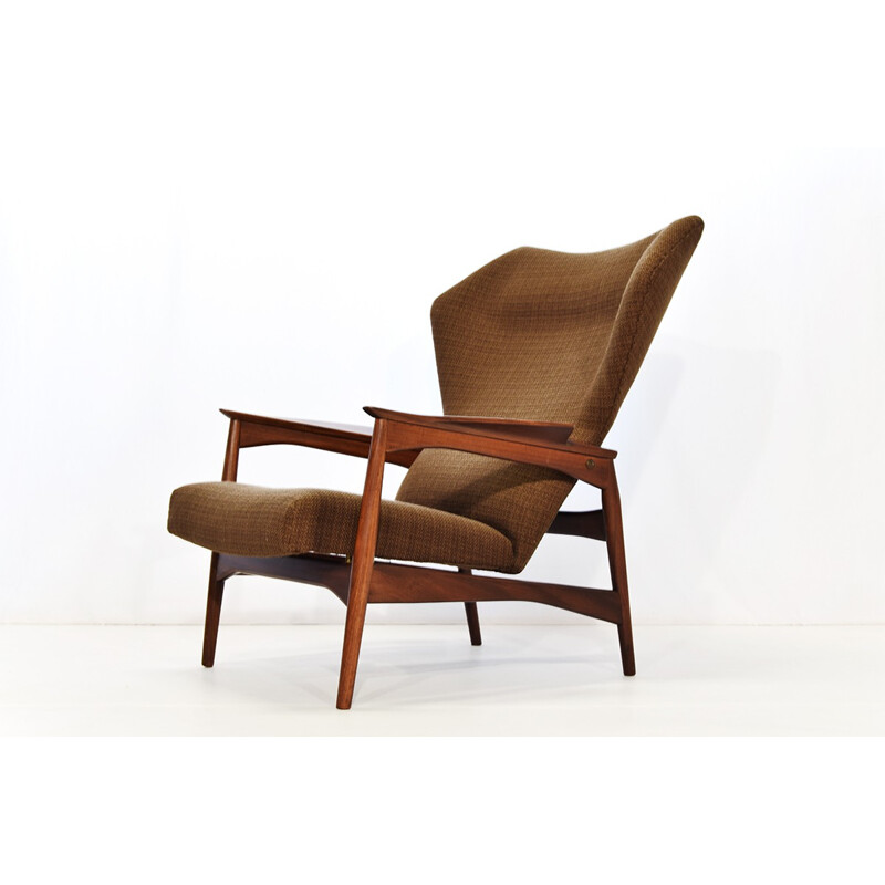 Carlo Gahrn wingback lounge chair in teak, Ib KOFOD LARSEN - 1950s