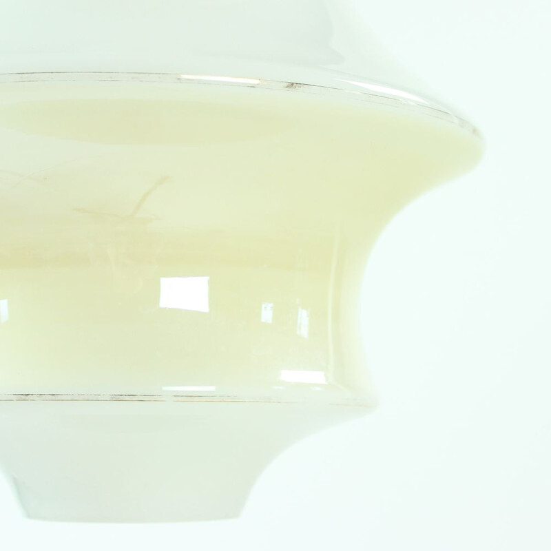 Vintage white & cream opaline glass ceiling light, Czechoslovakia, 1960s