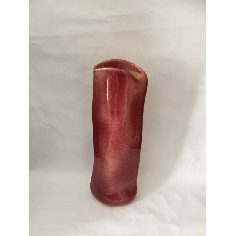 Vintage red glazed ceramic vase by Max Idlas