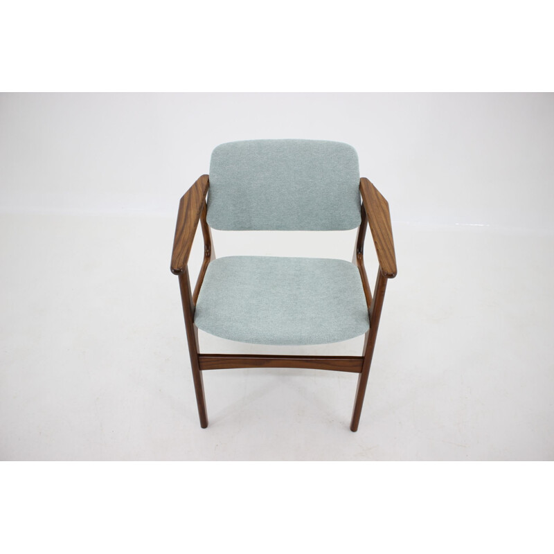 Vintage Danish teak armchair in blue fabric 1960s