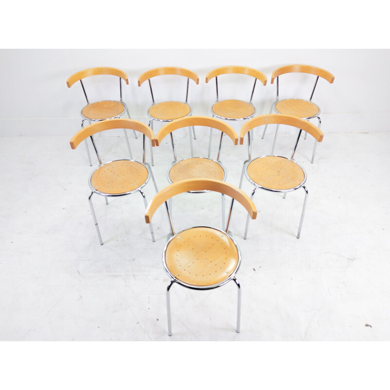 Ensemble de 8 chaises italiennes en bois courbé 