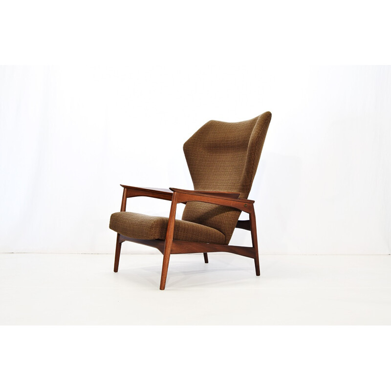 Carlo Gahrn wingback lounge chair in teak, Ib KOFOD LARSEN - 1950s