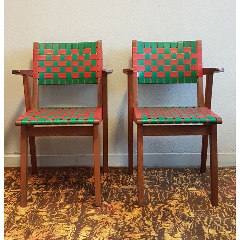 Pair of vintage 666 W chairs by Jems Risom for Knoll