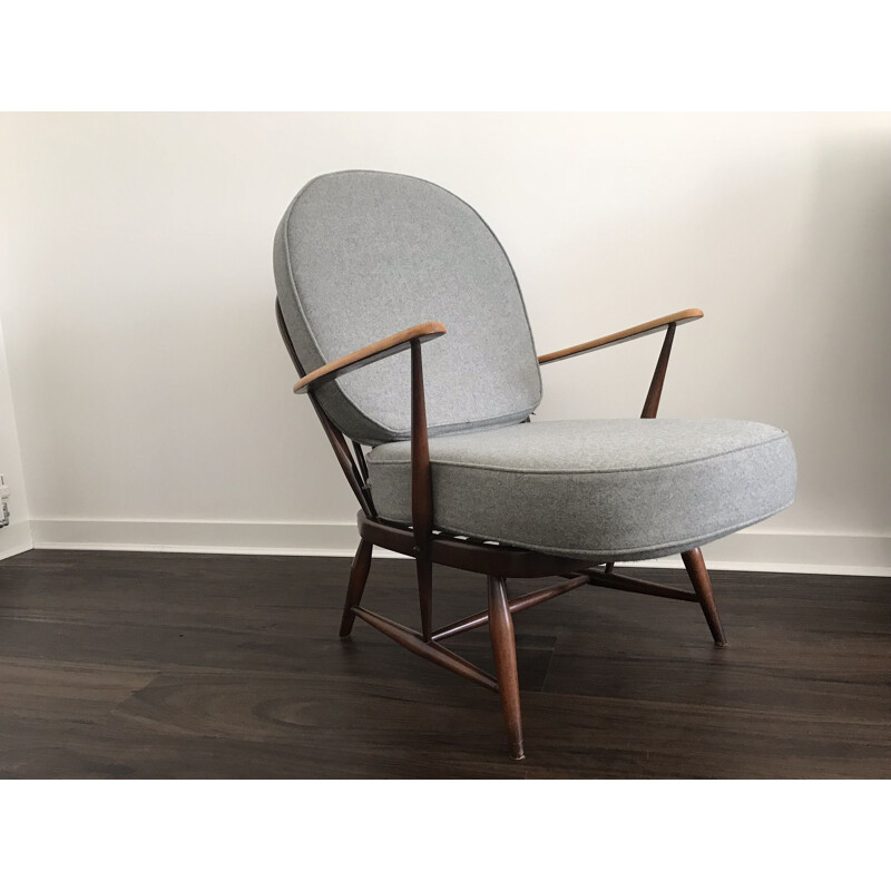 Vintage beech and wool armchair by Ercol, 1960s