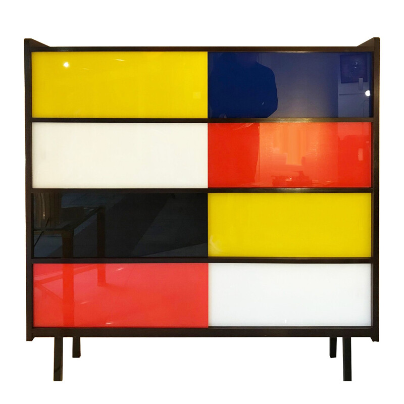 Bibliothèque vintage Oscar avec vitrine par Didier ROZAFFY, 1960