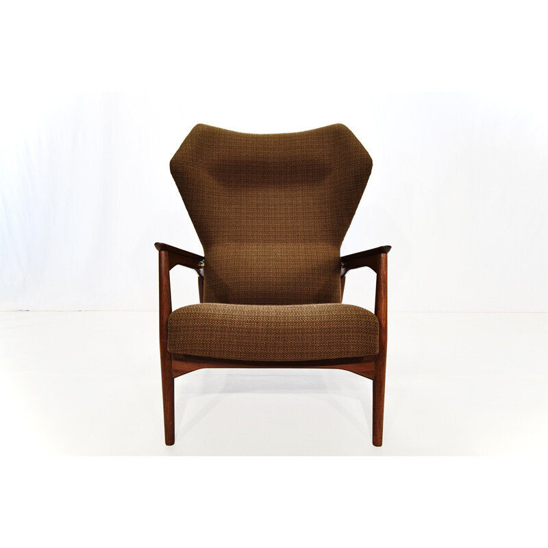 Carlo Gahrn wingback lounge chair in teak, Ib KOFOD LARSEN - 1950s