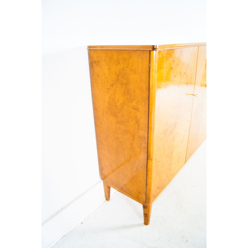 Vintage Swedish blocked walnut high board, 1960