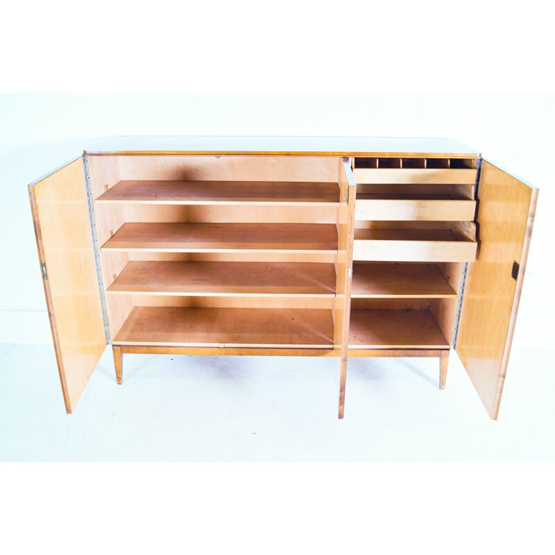 Vintage Swedish blocked walnut high board, 1960