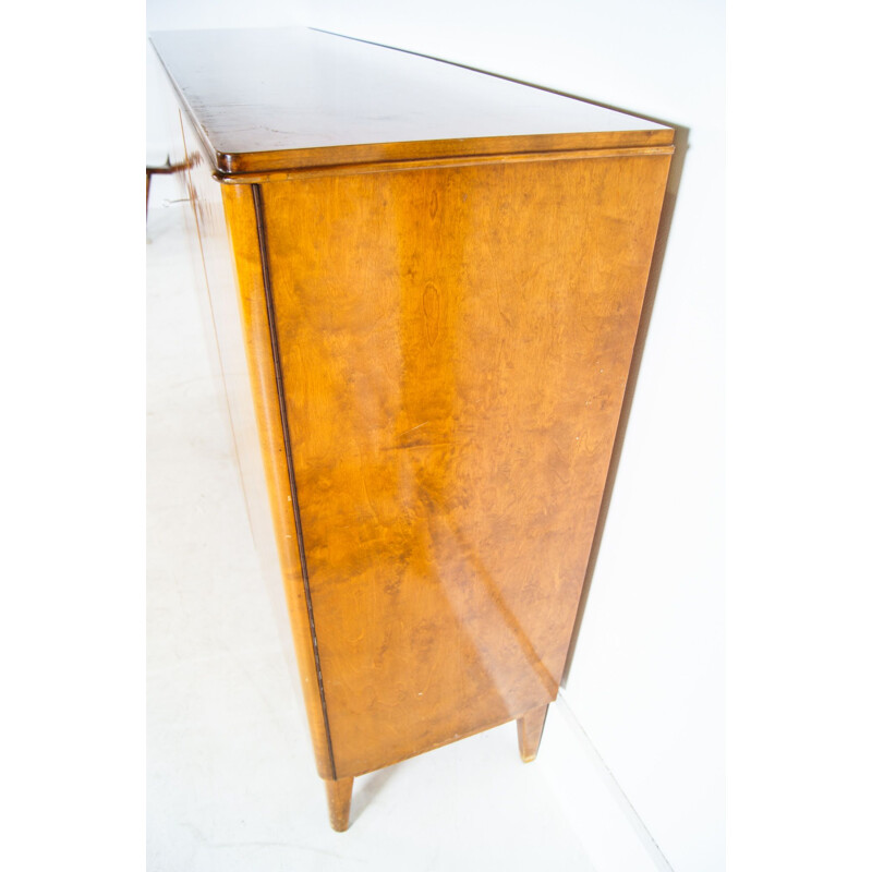 Vintage Swedish blocked walnut high board, 1960