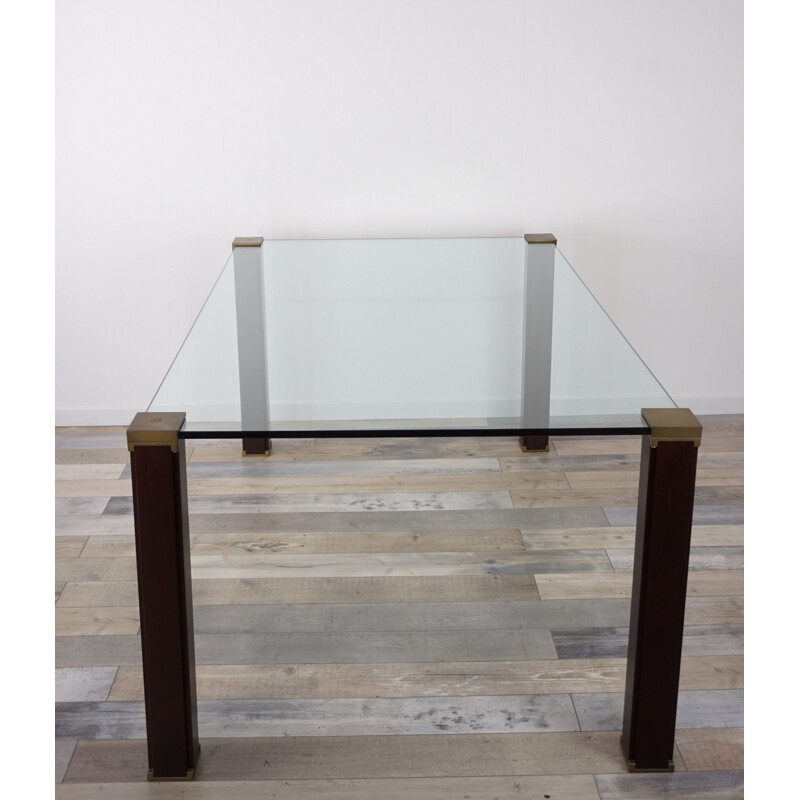 Vintage rectangular glass dining table T66 by Peter Ghyczy
