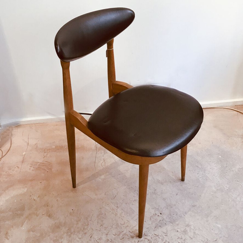 Vintage scandinavian black leatherette chair