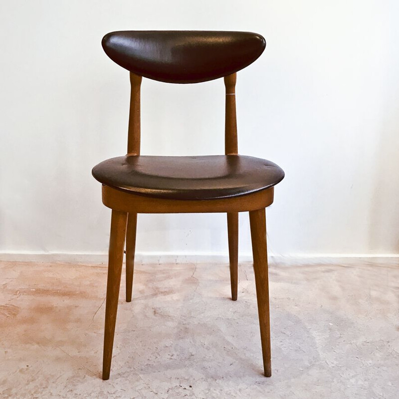 Vintage scandinavian black leatherette chair