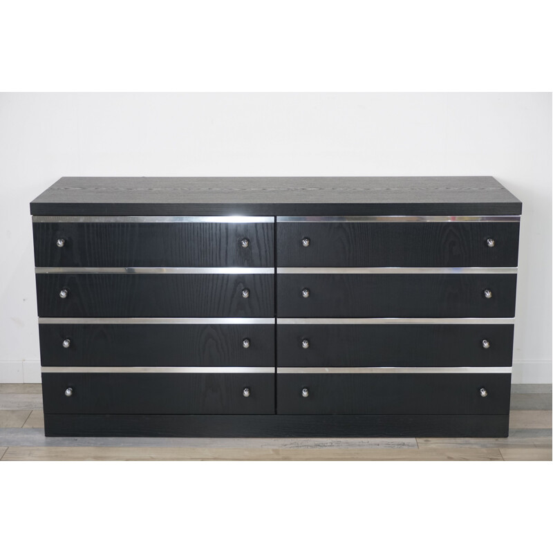Vintage Belgian black chrome chest of drawers